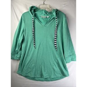 Womens Tunic Top Belle Beach Kim Gravel Small Hoodie Pockets Terry Cloth Green